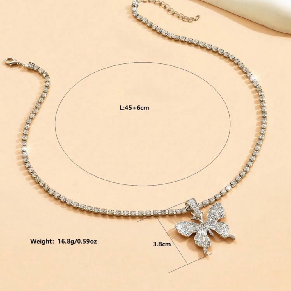 Elegant Silver Butterfly Necklace - Picture 2 of 3